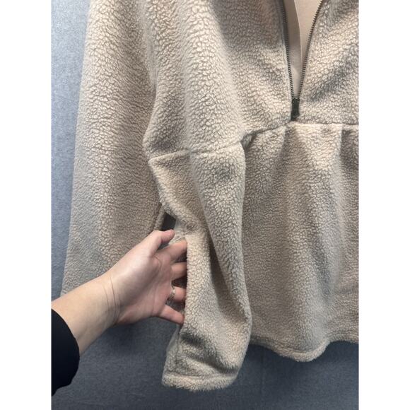 Isabel Maternity Sweater Jacket Half Zip Empire Cream Color Pockets Large NWT - Picture 4 of 9